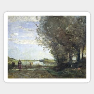 River View by Jean-Baptiste-Camille Corot Sticker